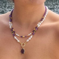Sona amethyst necklace with tusei necklace in amethyt