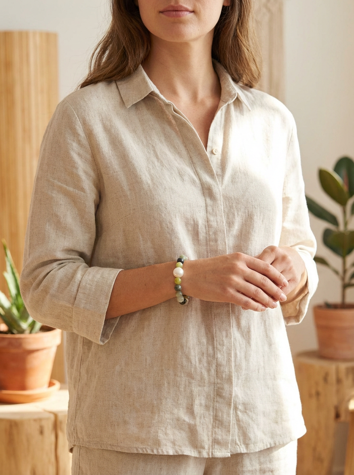 Southern Jade and Freshwater Pearl Elastic Bracelet