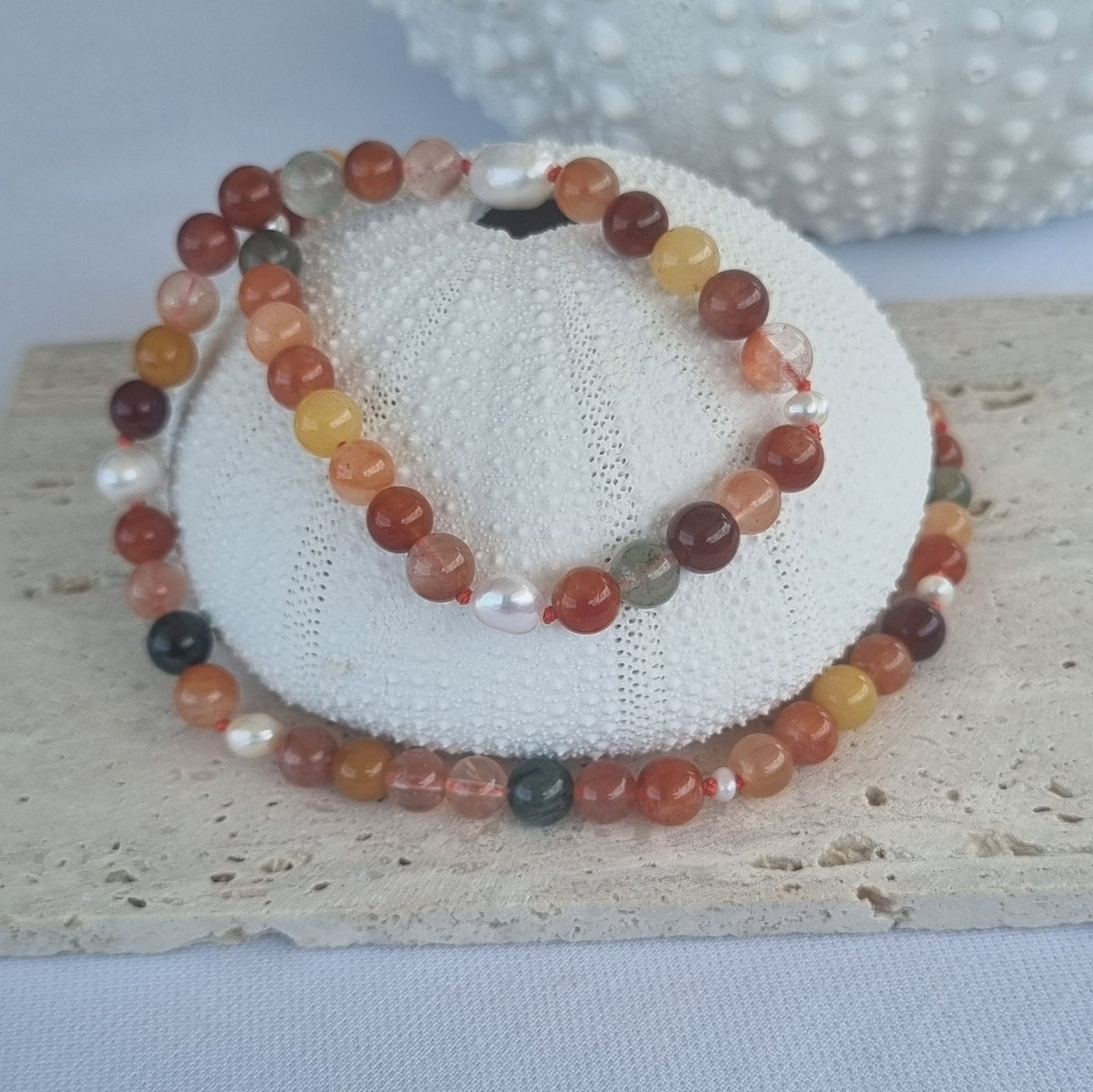 Sugerloaf Pearl Necklace in Red Rutile Quartz