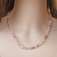Sugerloaf Pearl Necklace in Cherry Blossom Agate