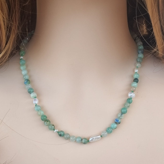 Sugerloaf Pearl Necklace in Green Azurite