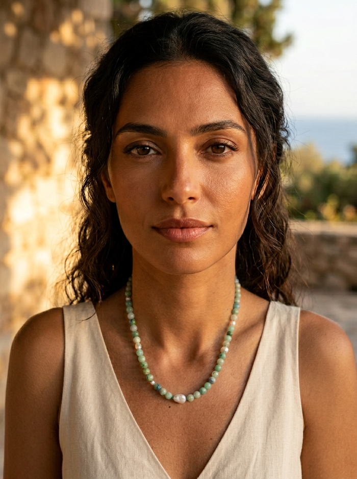 Sugerloaf Pearl Necklace in Green Azurite