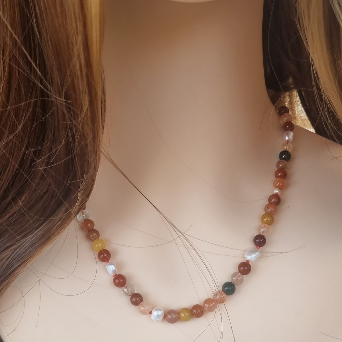 Sugerloaf Pearl Necklace in Red Rutile Quartz