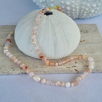 Sugerloaf Pearl Necklace in Cherry Blossom Agate