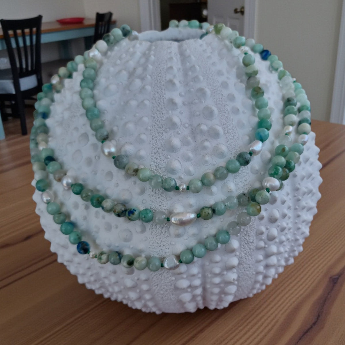 Sugerloaf Pearl Necklace in Green Azurite