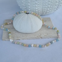 Sugerloaf Pearl Necklace in Beryl-Morganite, Aquamarine and Emerald