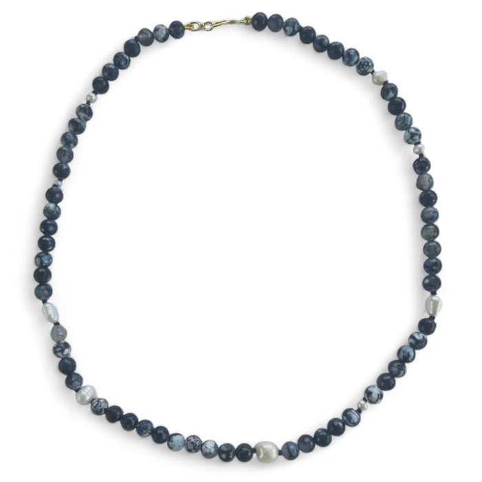 Sugerloaf Pearl Necklace in Black Fire Agate