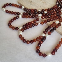 Sugerloaf Pearl Necklace in Hessonite Orange Garnet