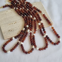 Sugerloaf Pearl Necklace in Hessonite Orange Garnet