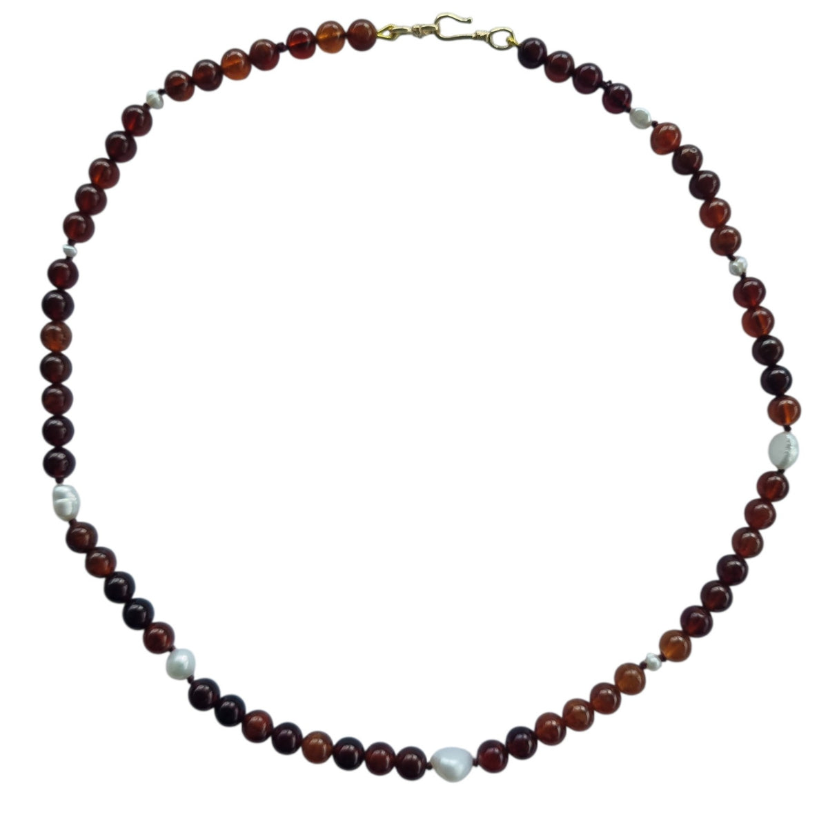 Sugerloaf Pearl Necklace in Hessonite Orange Garnet