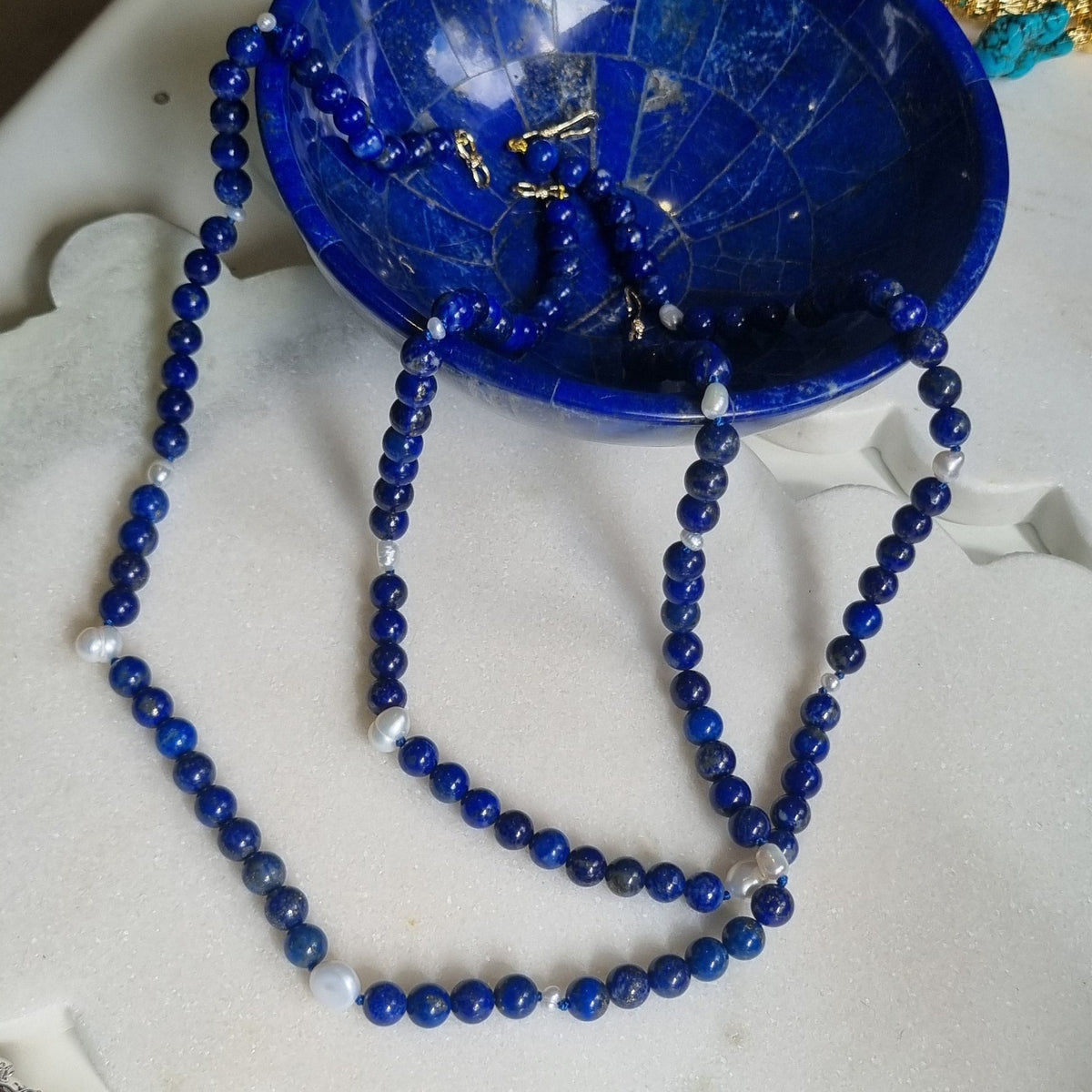 Sugerloaf Pearl Necklace in Lapis Lazuli