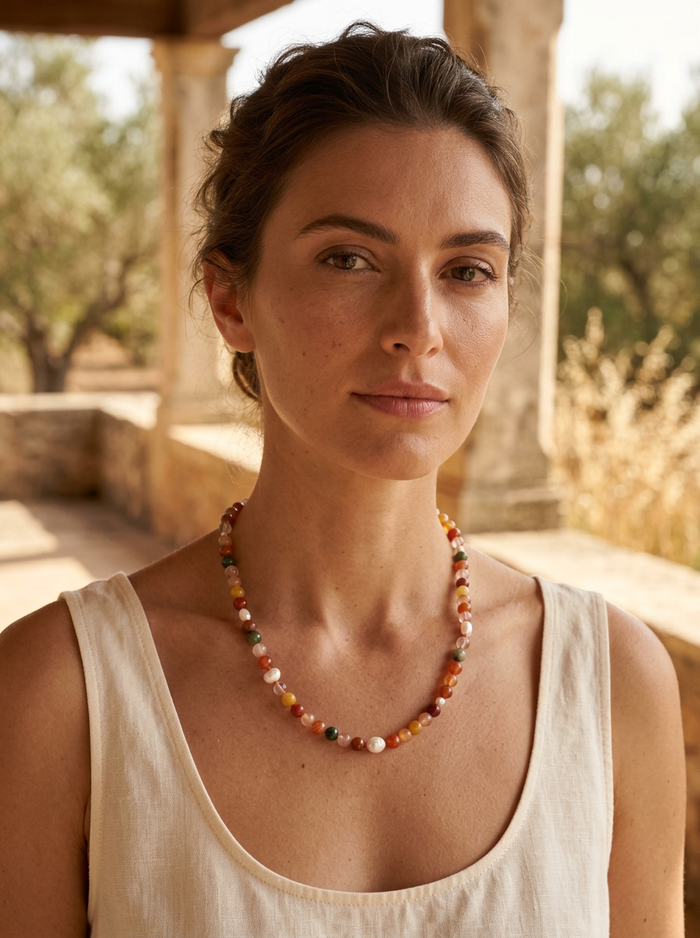 Sugerloaf Pearl Necklace in Red Rutile Quartz