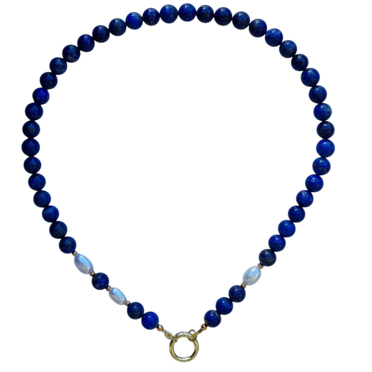 Tango Gemstone and Freshwater Pearl Necklace Lapis Lazuli