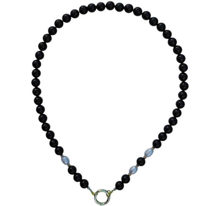 Tango Gemstone and Freshwater Pearl Necklace Onyx