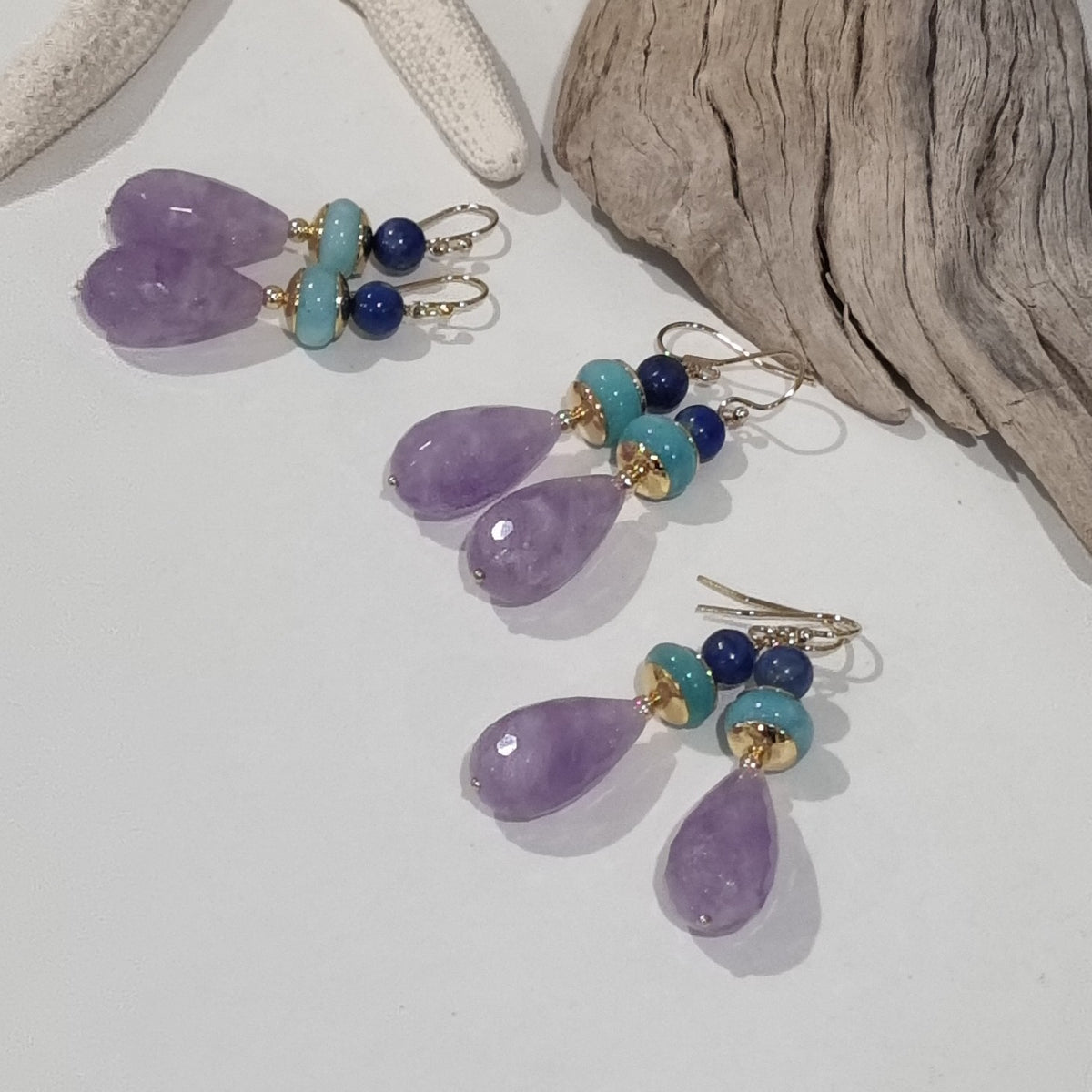 Tania Amethyst Amazonite Lapis Lazuli Earring
