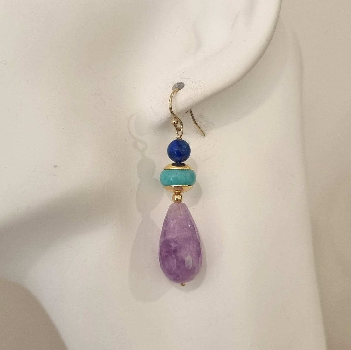 Tania Amethyst Amazonite Lapis Lazuli Earring