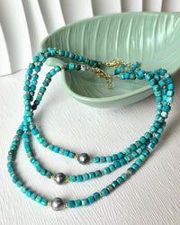 Tavira Tahitian Pearl and Turquoise Necklace