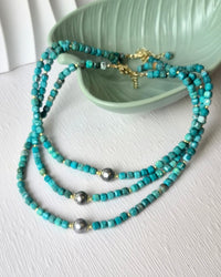 Tavira Tahitian Pearl and Turquoise Necklace