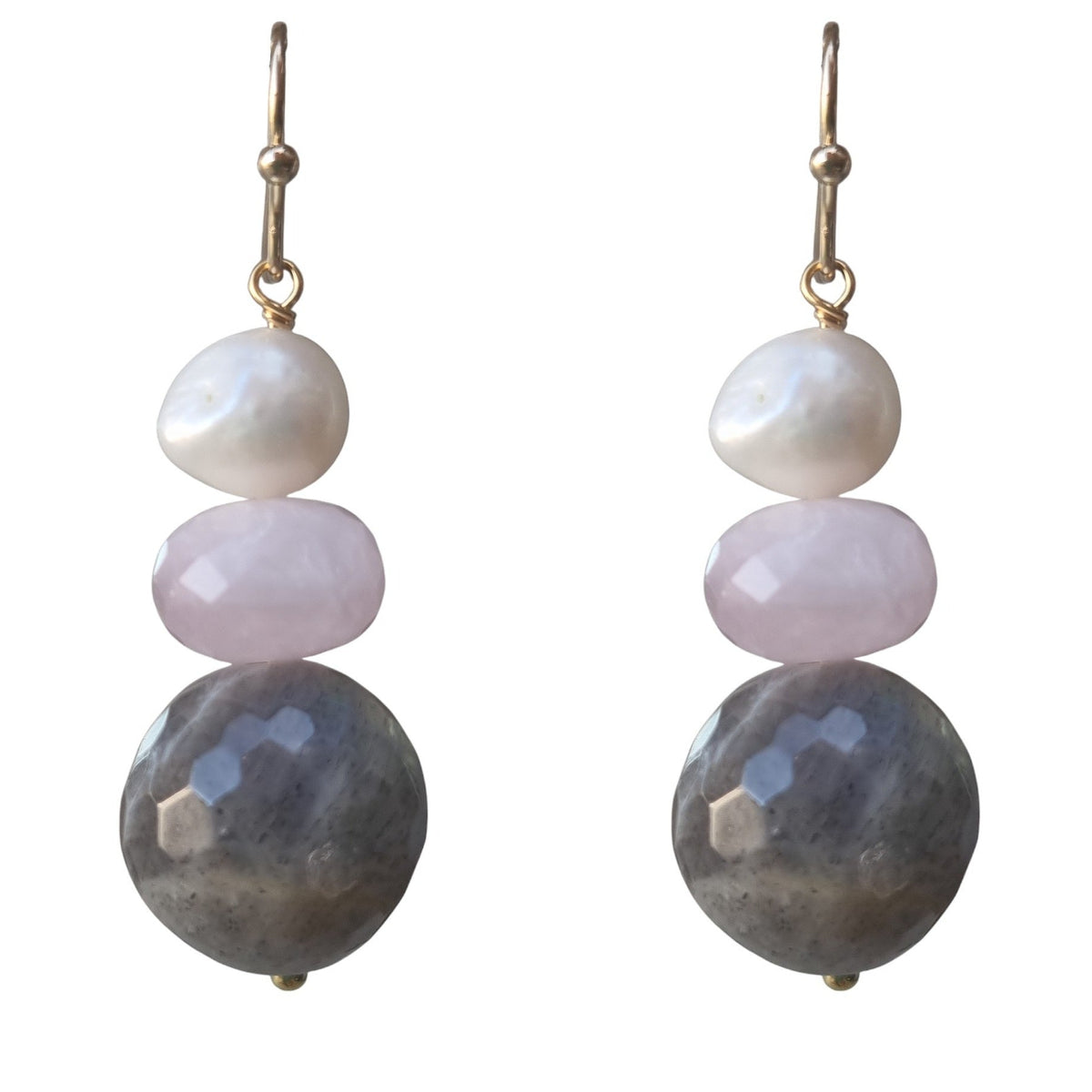 Terravita Pearl, Labradorite and Kunzite Earrings