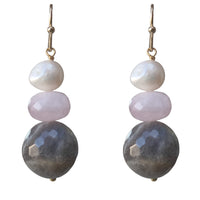 Terravita Pearl, Labradorite and Kunzite Earrings