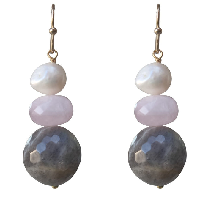 Terravita Pearl, Labradorite and Kunzite Earrings