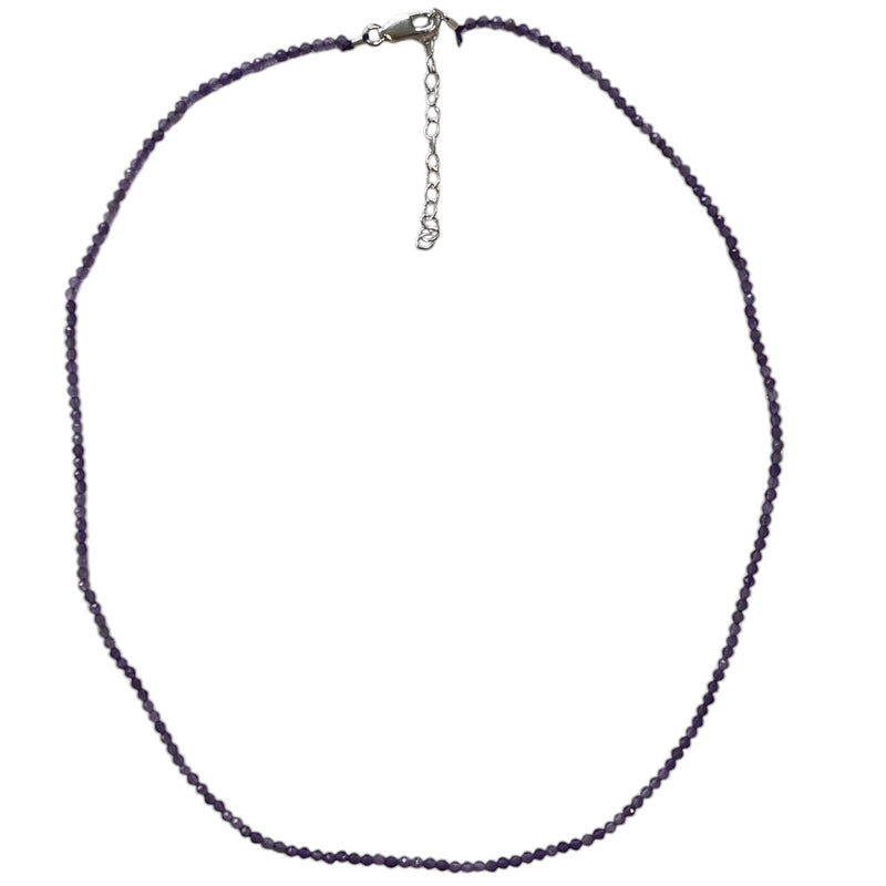 Tiny Beaded Sterling Silver Necklace in Yellow Opal