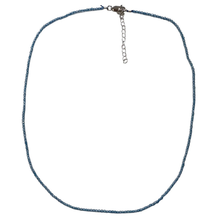 Tiny Beaded Sterling Silver Necklace in Blue Topaz
