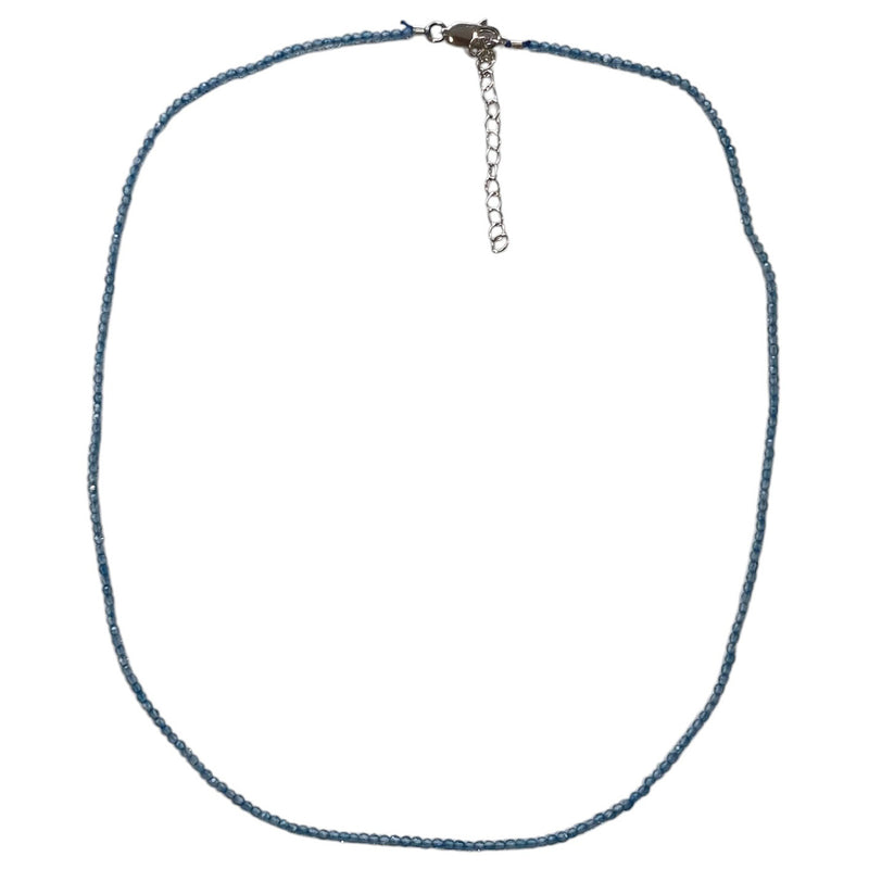 Tiny Beaded Sterling Silver Necklace in Yellow Opal