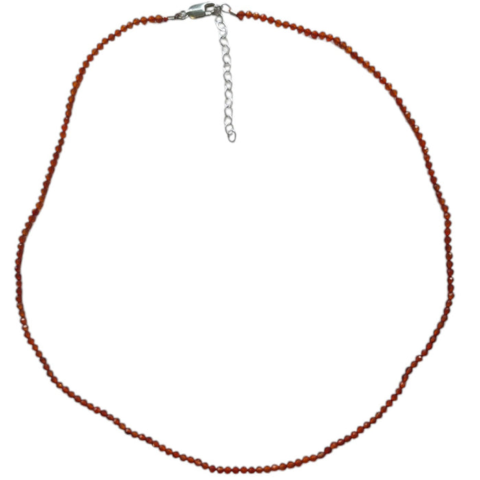 Tiny Beaded Sterling Silver Necklace in Carnelian