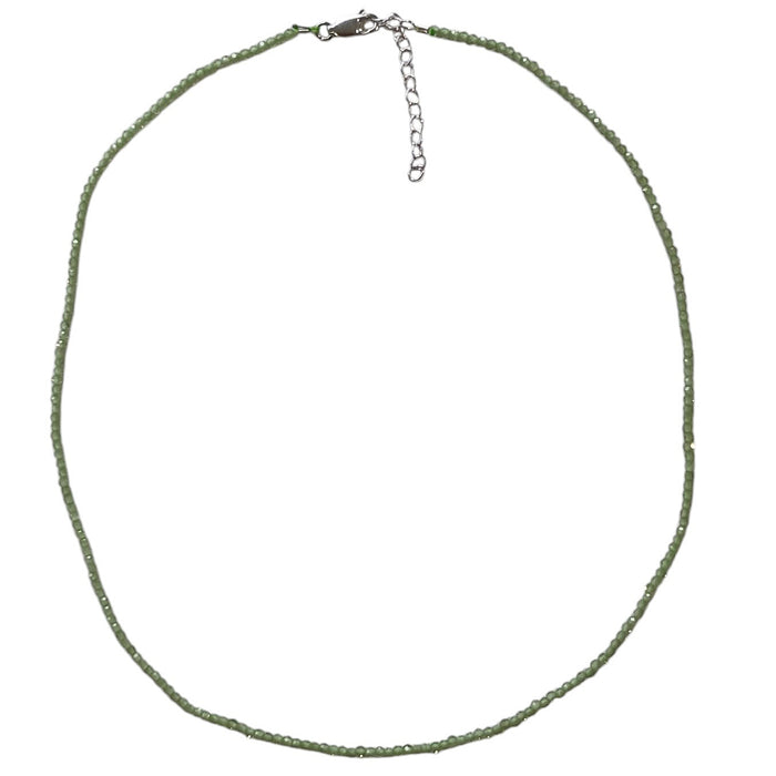 Tiny Beaded Sterling Silver Necklace in Peridot