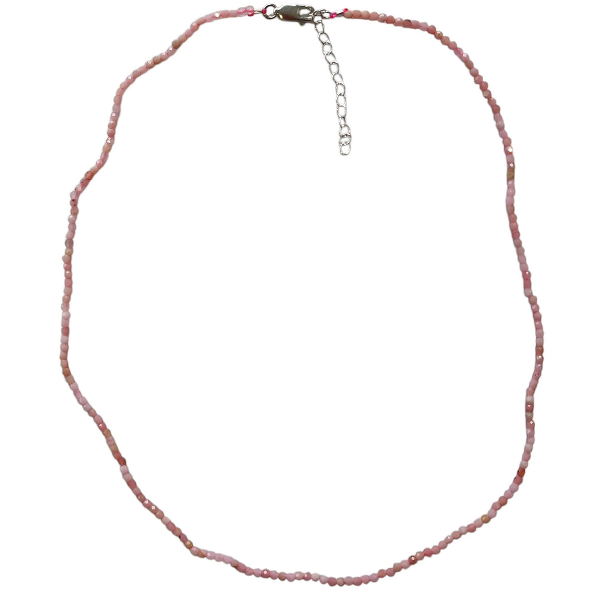 Tiny Beaded Sterling Silver Necklace in Yellow Opal