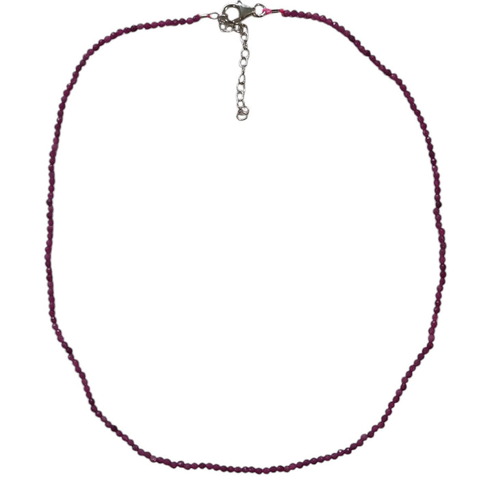 Tiny Beaded Sterling Silver Necklace in Pink Opal