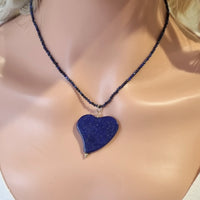 Tiny Beaded Sterling Silver Necklace in Lapis Lazuli