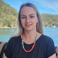 Turchese Apricot Coral, Keshi Pearl and Turquoise Necklace