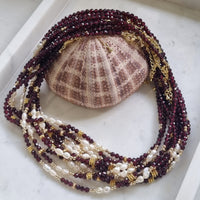 Tusei Garnet and Pearl Necklace