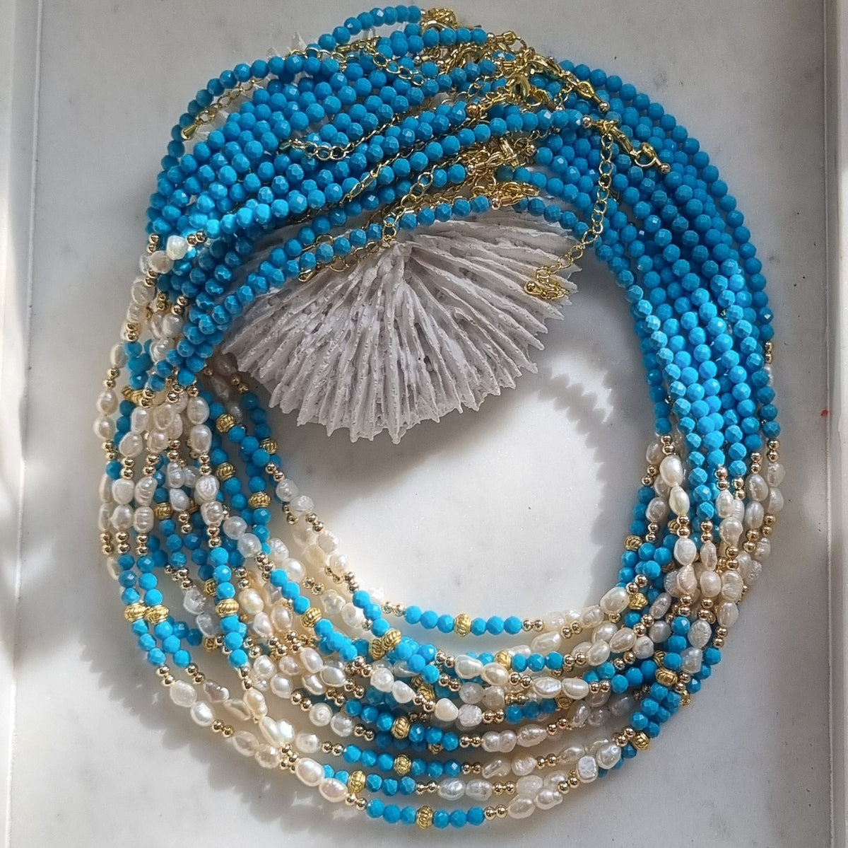 Tusei Turquoise and Pearl Necklace