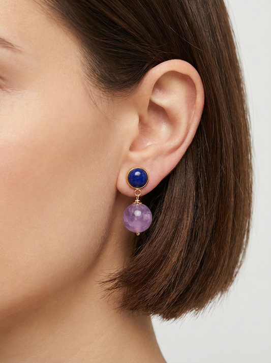Umbria Lapis Lazuli and Lavender Amethyst Earrings
