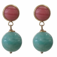 Umbria Rhodocrosite and Amazonite Earrings