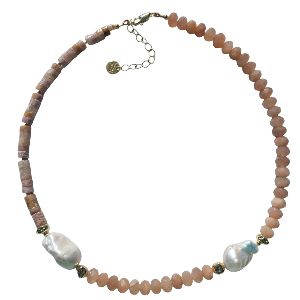 Umi Sunstone Pearl and Cherry Blossom Agate Necklace