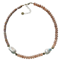 Umi Sunstone Pearl and Cherry Blossom Agate Necklace
