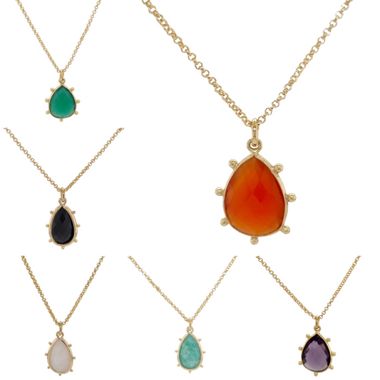 Aurulia Gemstone drop Chain Necklace