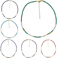 Tusei Gemstone and Pearl Necklace 13 gemstone variations