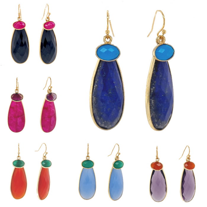 Kate Double Gemstone Pendant Earrings