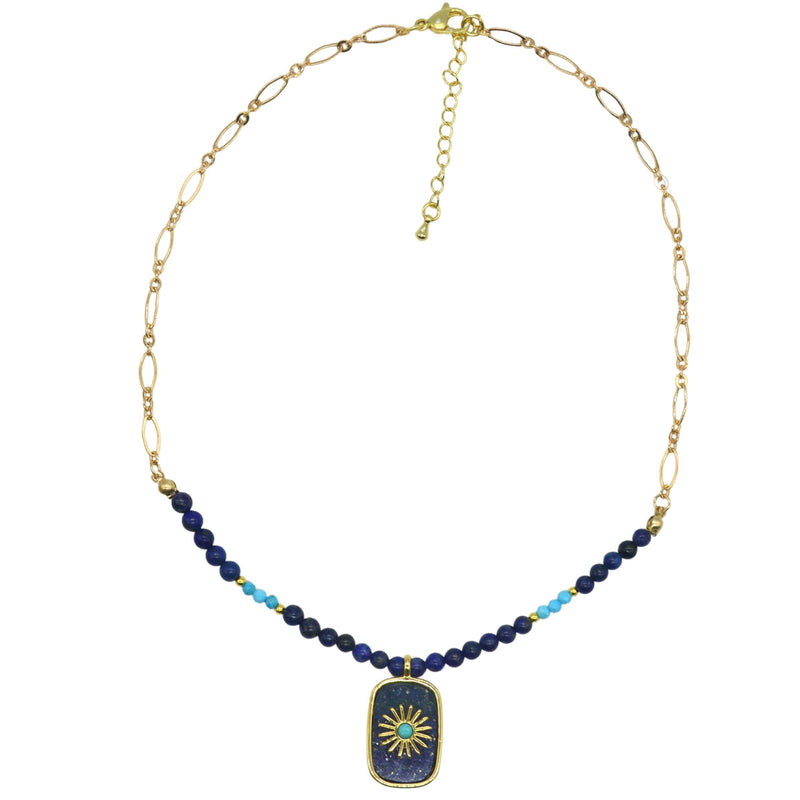 Blaze Lapis and Turquoise Pendant Necklace