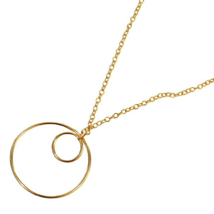 Solarius Double Ring 14k Gold or Sterling Silver Necklace