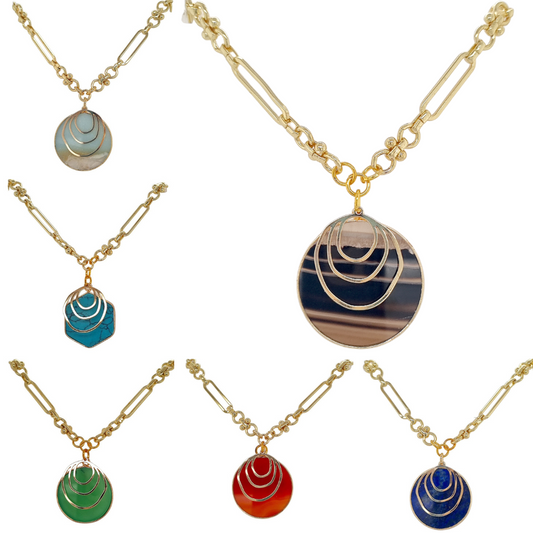 Aurora Gemstone Pendant Chain Necklace