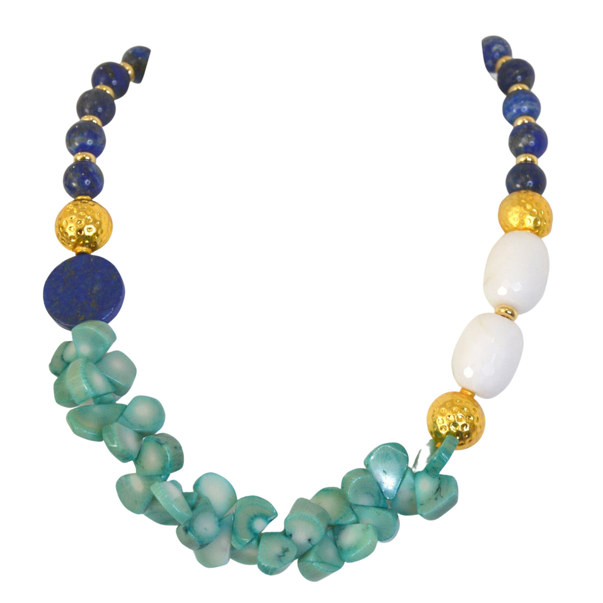 Domino Lapis Lazuli, Coral & Jade Necklace