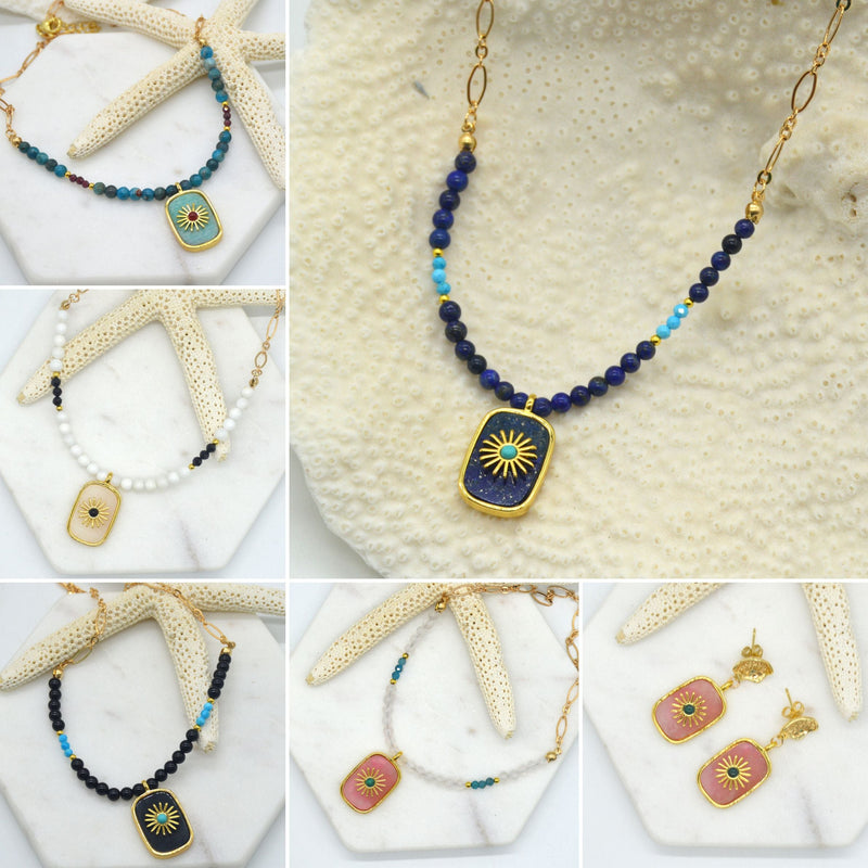 Blaze Lapis and Turquoise Pendant Necklace