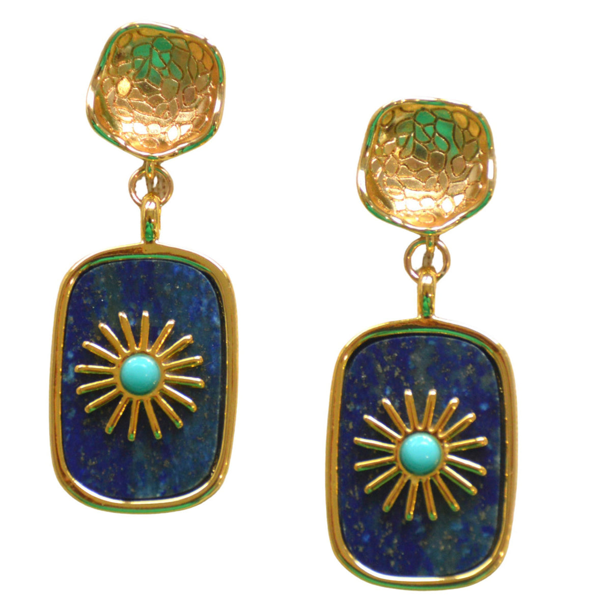 Blaze Lapis Lazuli and Turquoise Pendant Earrings