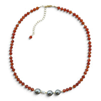 Varelia Carnelian and Tahitian Pearl Necklace